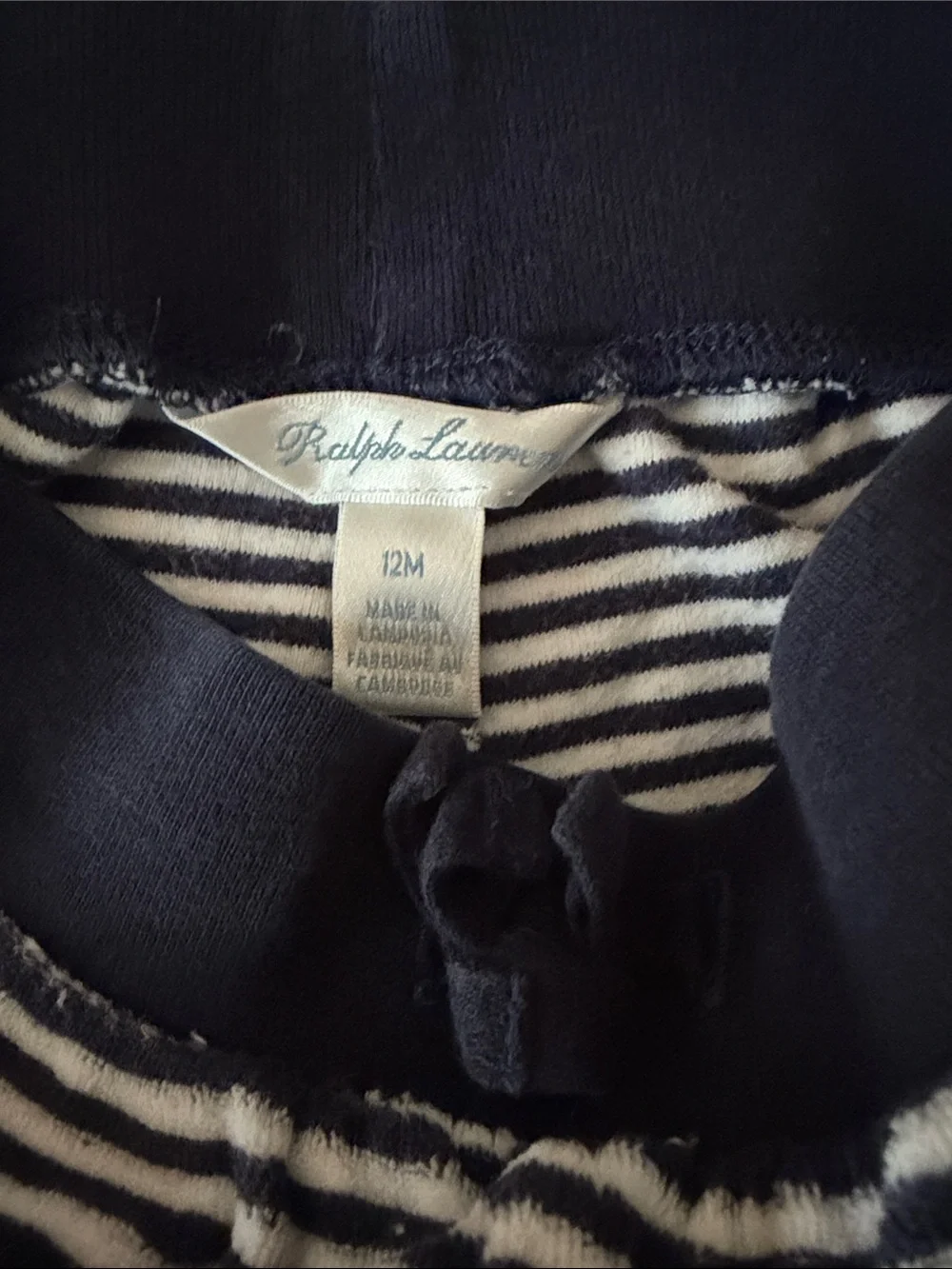 Ralph Lauren Navy and White Striped Terry Jogger Pants 12M
